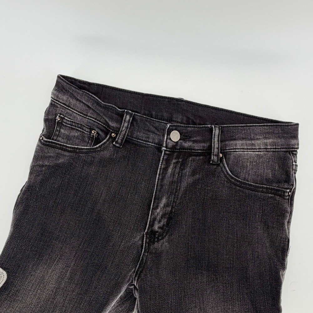 mnml Skeleton Bone Patch Skinny Jeans Size 31 Streetwear Denim Black